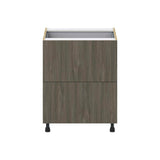 J COLLECTION Medora Textured 27 in. W x 34.5 in. H x 24 in. D in Slab Walnut Shaker Assembled Base Kitchen Cabinet with 3 Drawers