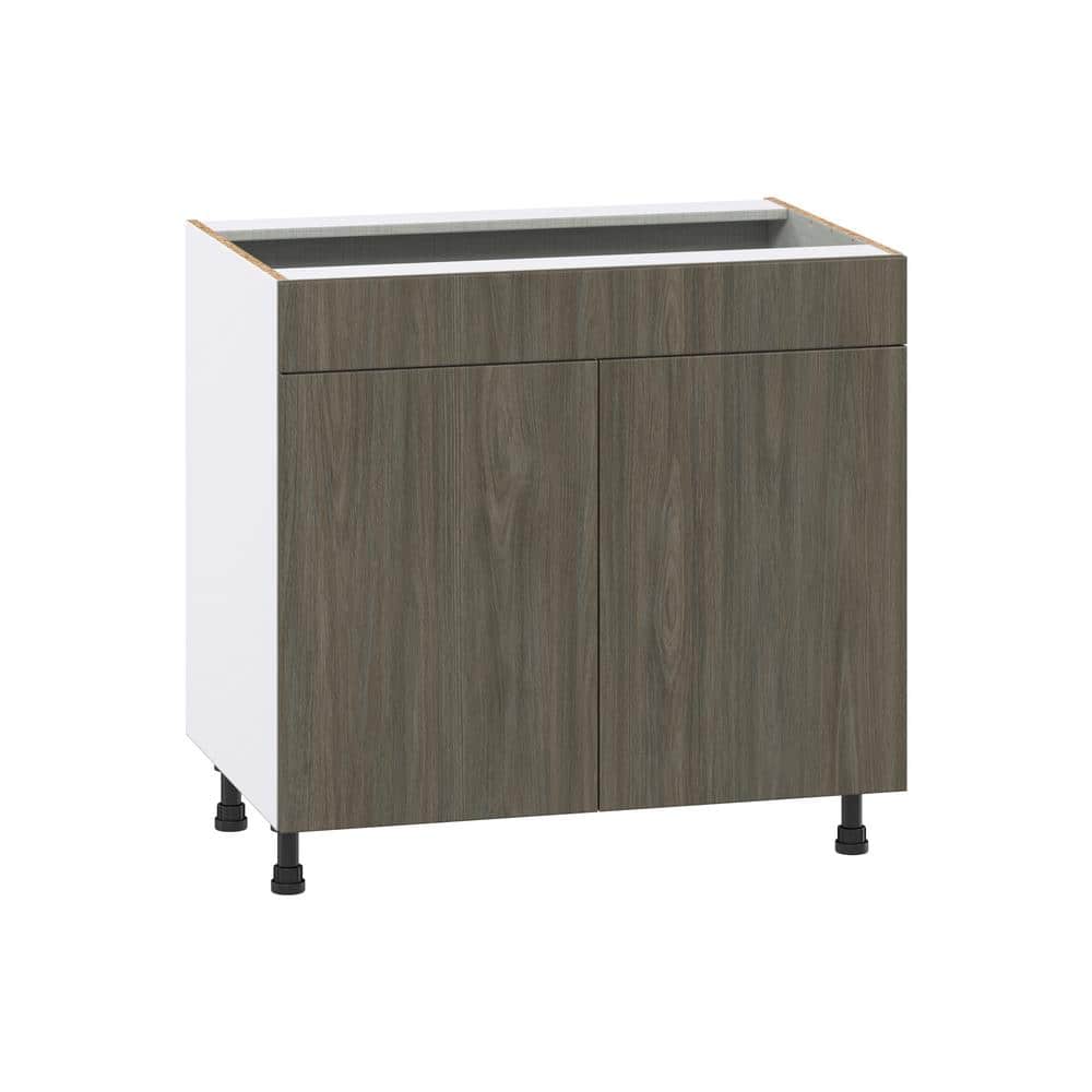 J COLLECTION Medora 36 in. W x 34.5 in. H x 24 in. D textured Slab Walnut Assembled Base Kitchen Cabinet for Cooktop