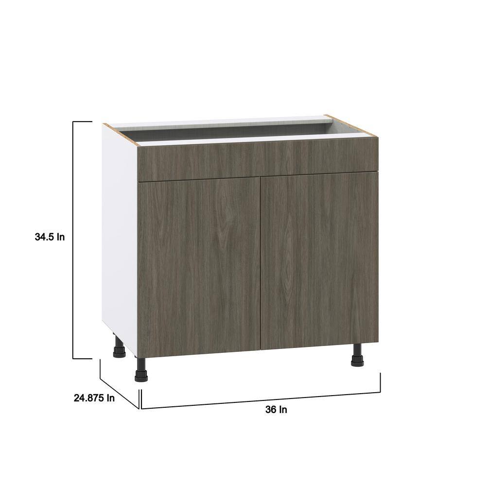 J COLLECTION Medora 36 in. W x 34.5 in. H x 24 in. D textured Slab Walnut Assembled Base Kitchen Cabinet for Cooktop