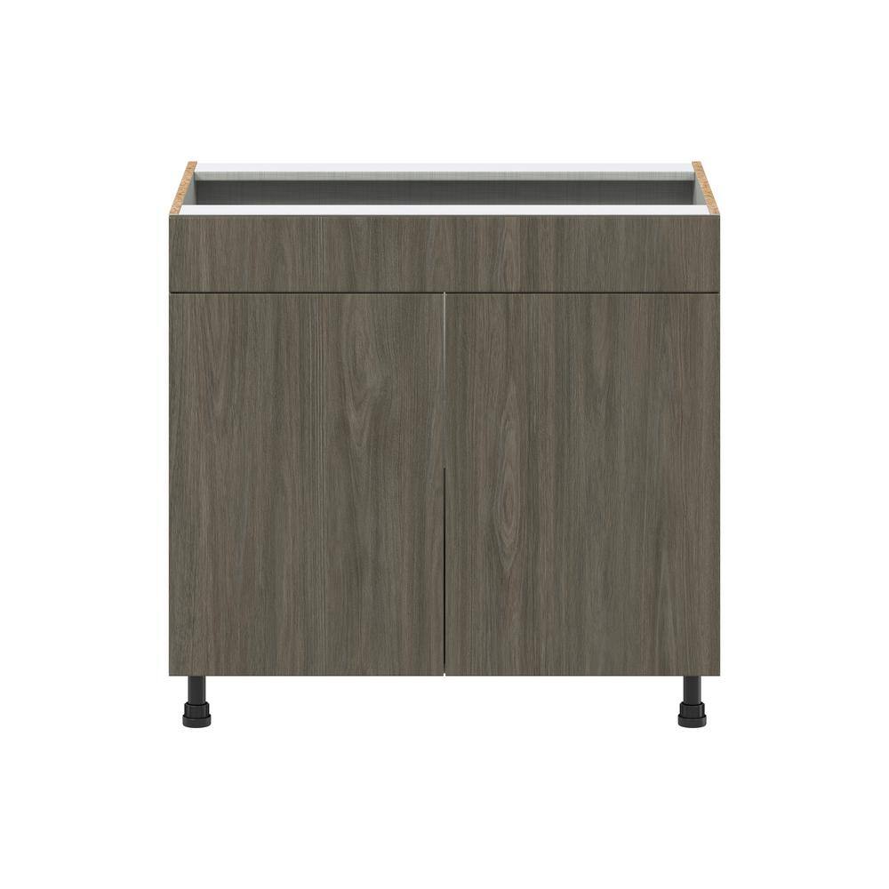 J COLLECTION Medora 36 in. W x 34.5 in. H x 24 in. D textured Slab Walnut Assembled Base Kitchen Cabinet for Cooktop