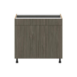 J COLLECTION Medora 36 in. W x 34.5 in. H x 24 in. D textured Slab Walnut Assembled Base Kitchen Cabinet for Cooktop