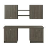J COLLECTION Medora 92.5 in. W x 89.5 in. H x 24 in. D Textured Slab Walnut Office Base Cabinet Bundle