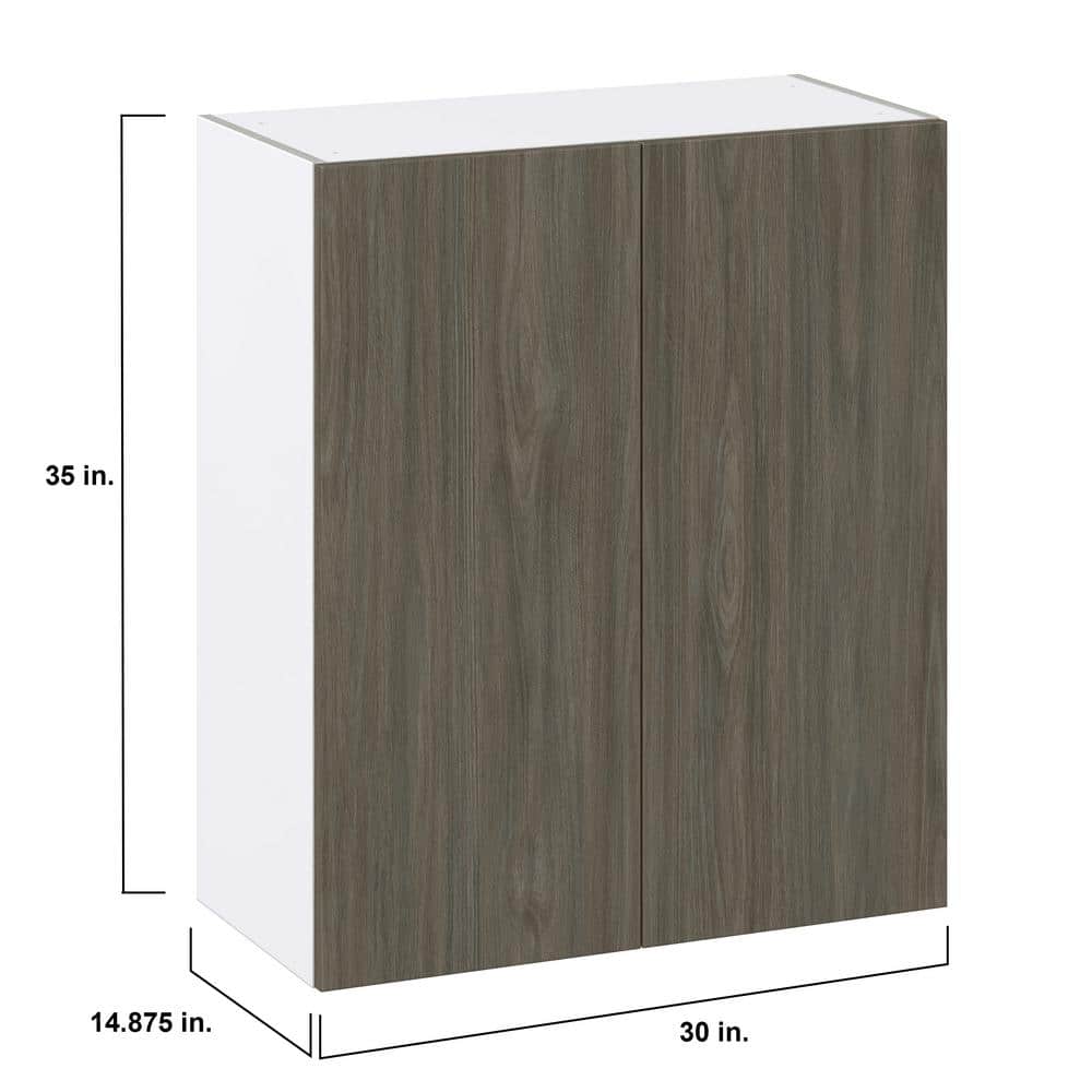J COLLECTION Medora 92.5 in. W x 89.5 in. H x 24 in. D Textured Slab Walnut Office Base Cabinet Bundle