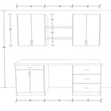 J COLLECTION Medora 92.5 in. W x 89.5 in. H x 24 in. D Textured Slab Walnut Office Base Cabinet Bundle