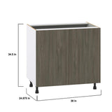 J COLLECTION Medora textured Slab Walnut Assembled Sink Base Kitchen Cabinet w/ Full Height Doors (36 in. W x 34.5 in. H x 24 in. D)