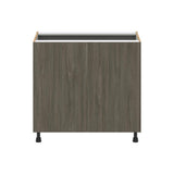 J COLLECTION Medora textured Slab Walnut Assembled Sink Base Kitchen Cabinet w/ Full Height Doors (36 in. W x 34.5 in. H x 24 in. D)