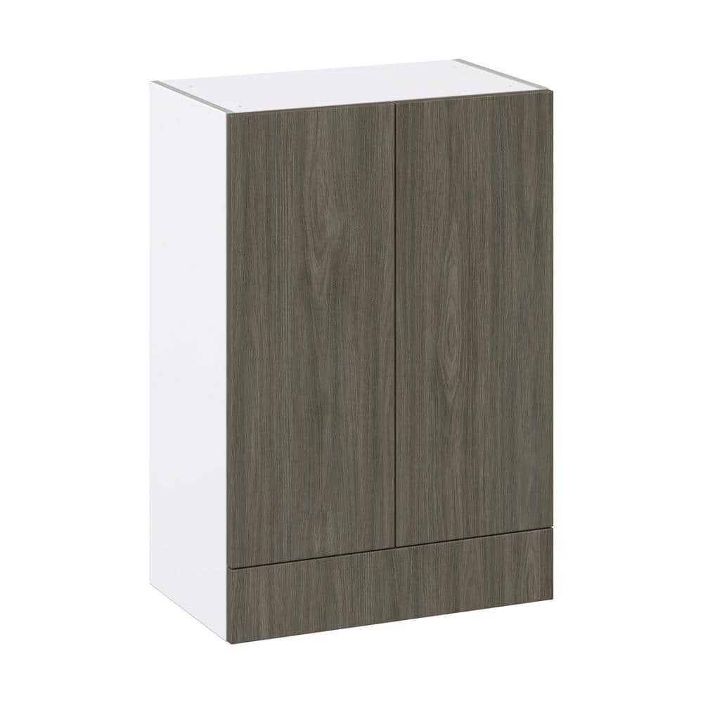 J COLLECTION Medora textured 24 in. W x 35 in. H x 14 in. D in Slab Walnut Assembled Wall Kitchen Cabinet with a Drawer