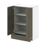 J COLLECTION Medora textured 24 in. W x 35 in. H x 14 in. D in Slab Walnut Assembled Wall Kitchen Cabinet with a Drawer