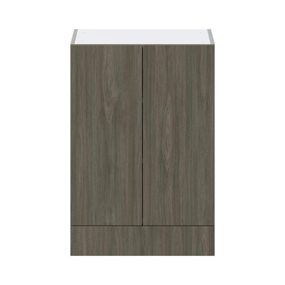J COLLECTION Medora textured 24 in. W x 35 in. H x 14 in. D in Slab Walnut Assembled Wall Kitchen Cabinet with a Drawer
