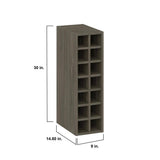 J COLLECTION Medora textured 9 in. W x 30 in. H x 14 in. D in Slab Walnut Wall Kitchen Cabinet Wine Rack