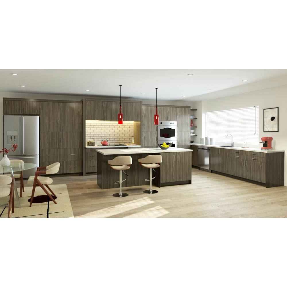 J COLLECTION 24 in. W x 40 in. H x 14 in. D Medora Textured Slab Walnut Assembled Wall Diagonal Corner Kitchen Cabinet