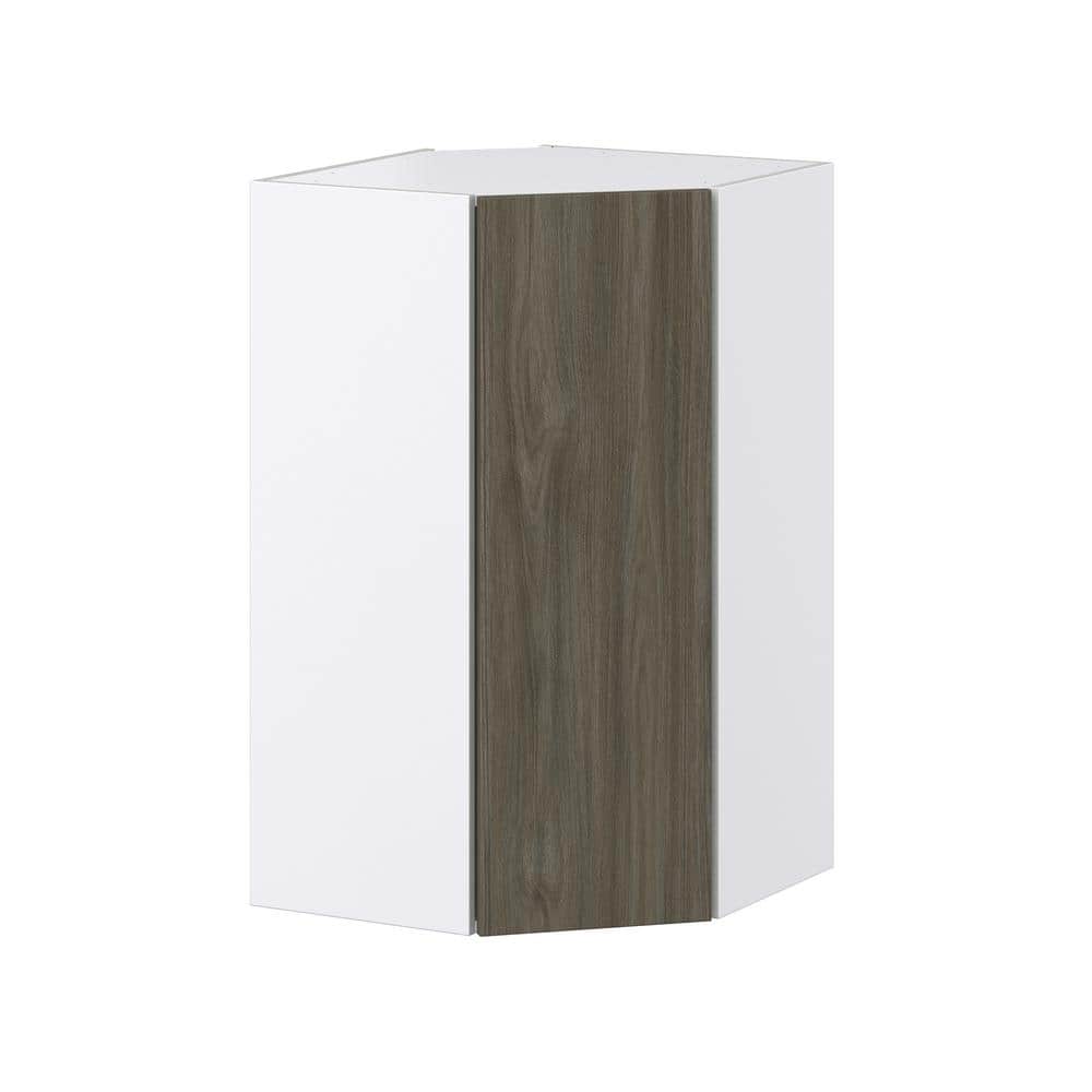 J COLLECTION 24 in. W x 40 in. H x 14 in. D Medora Textured Slab Walnut Assembled Wall Diagonal Corner Kitchen Cabinet