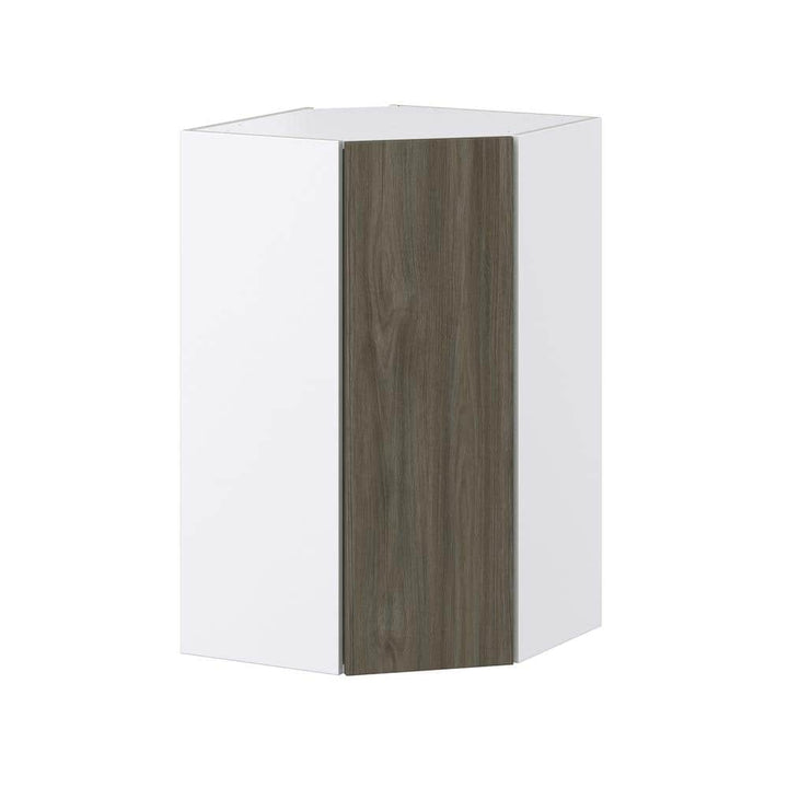 J COLLECTION 24 in. W x 40 in. H x 14 in. D Medora Textured Slab Walnut Assembled Wall Diagonal Corner Kitchen Cabinet