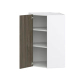 J COLLECTION 24 in. W x 40 in. H x 14 in. D Medora Textured Slab Walnut Assembled Wall Diagonal Corner Kitchen Cabinet