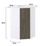 J COLLECTION 24 in. W x 40 in. H x 14 in. D Medora Textured Slab Walnut Assembled Wall Diagonal Corner Kitchen Cabinet