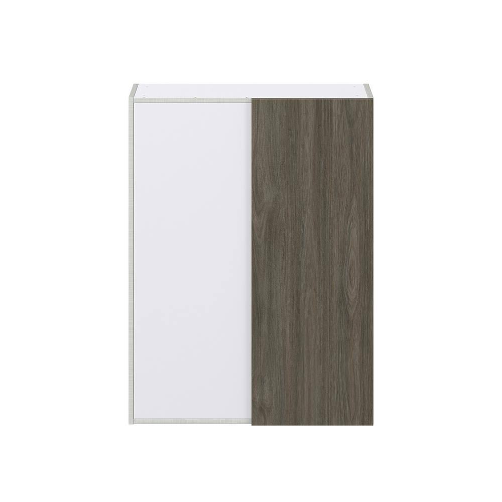 J COLLECTION Medora Textured 30 in. W x 40 in. H x 14 in. D Slab Walnut Assembled Wall Blind corner Kitchen Cabinet