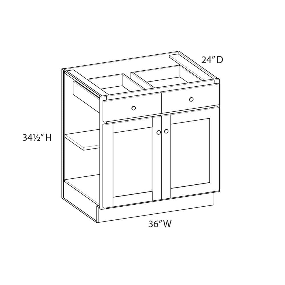 Diamond NOW Arcadia 36-in W x 35-in H x 23.75-in D Truecolor White Door and Drawer Base Stock Cabinet