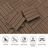 WRIGHTMASTER 0.98 ft. x 0.98 ft. Wood and Plastic Composite Deck Tile Interlocking in Walnut Light Wood Grain (19 sq. ft. Per Box)