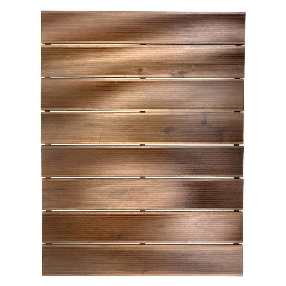 Roll Floor Bathroom Mat 2.7 ft. x 3.5 ft. Non-Slip Thermo-Treated Wood Deck Tile in Brown (1-Each)