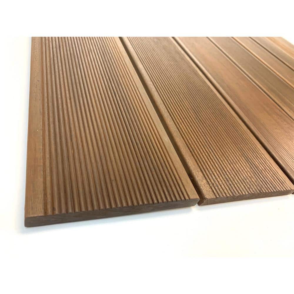 Roll Floor Bathroom Mat 2.7 ft. x 3.5 ft. Non-Slip Thermo-Treated Wood Deck Tile in Brown (1-Each)