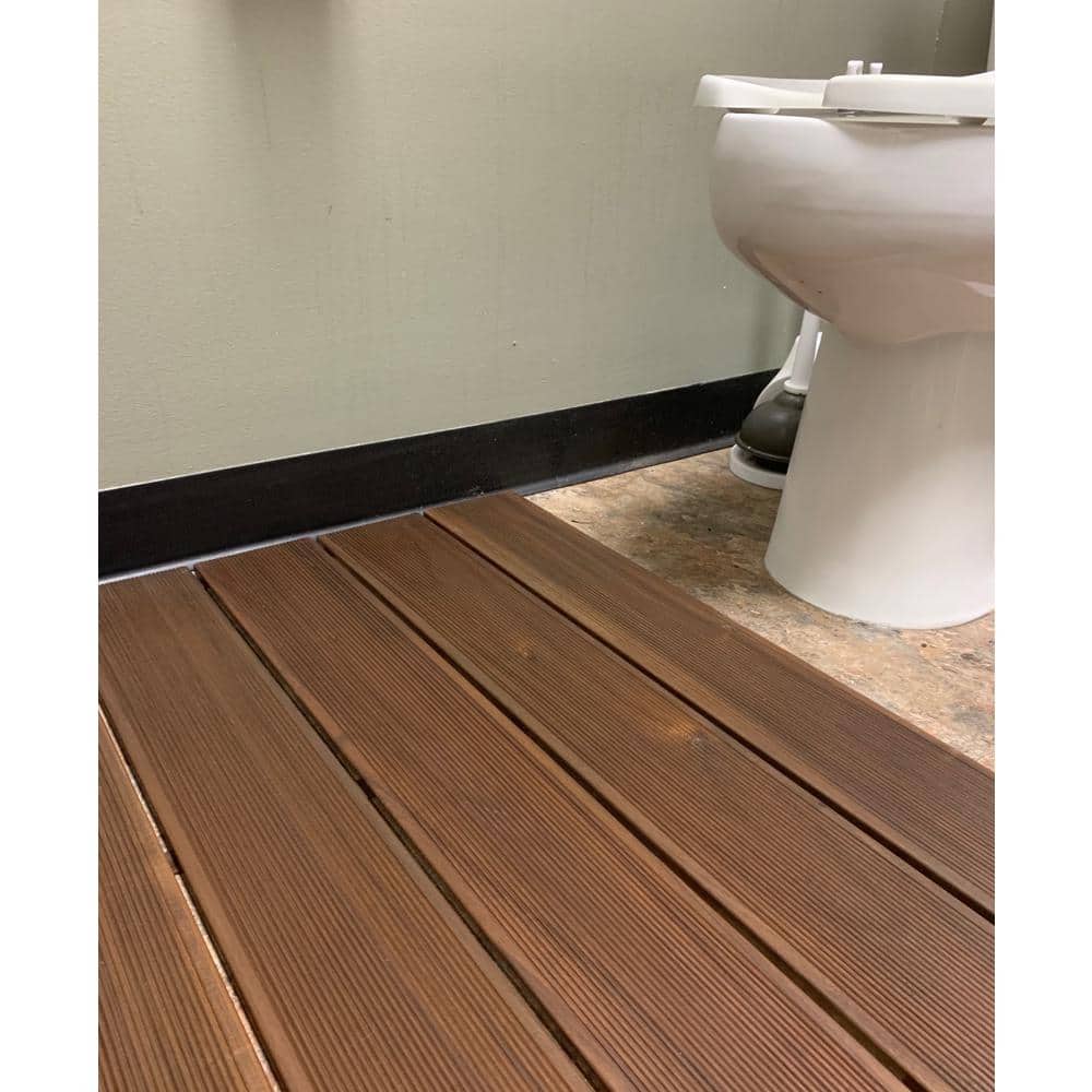 Roll Floor Bathroom Mat 2.7 ft. x 3.5 ft. Non-Slip Thermo-Treated Wood Deck Tile in Brown (1-Each)