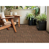 WRIGHTMASTER 0.98 ft. x 0.98 ft. Wood and Plastic Composite Interlocking Deck Tile in Walnut Taupe 6-Stripes (19 sq. ft. Per Box)