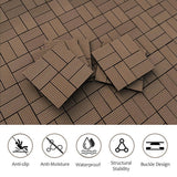 WRIGHTMASTER 0.98ft. x 0.98ft. Wood & Plastic Composite Interlocking Deck Tile in Walnut Taupe 8-Stripes (19 sq. ft. per Box)