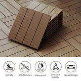 WRIGHTMASTER 0.98ft. x 0.98ft. Quick Deck PVC Plastic Interlocking Deck Tile in Walnut (33.5 sq. ft. Per Box)
