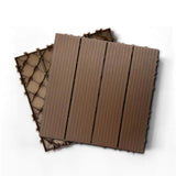 WRIGHTMASTER 0.98ft. x 0.98ft. Quick Deck PVC Plastic Interlocking Deck Tile in Walnut (33.5 sq. ft. Per Box)