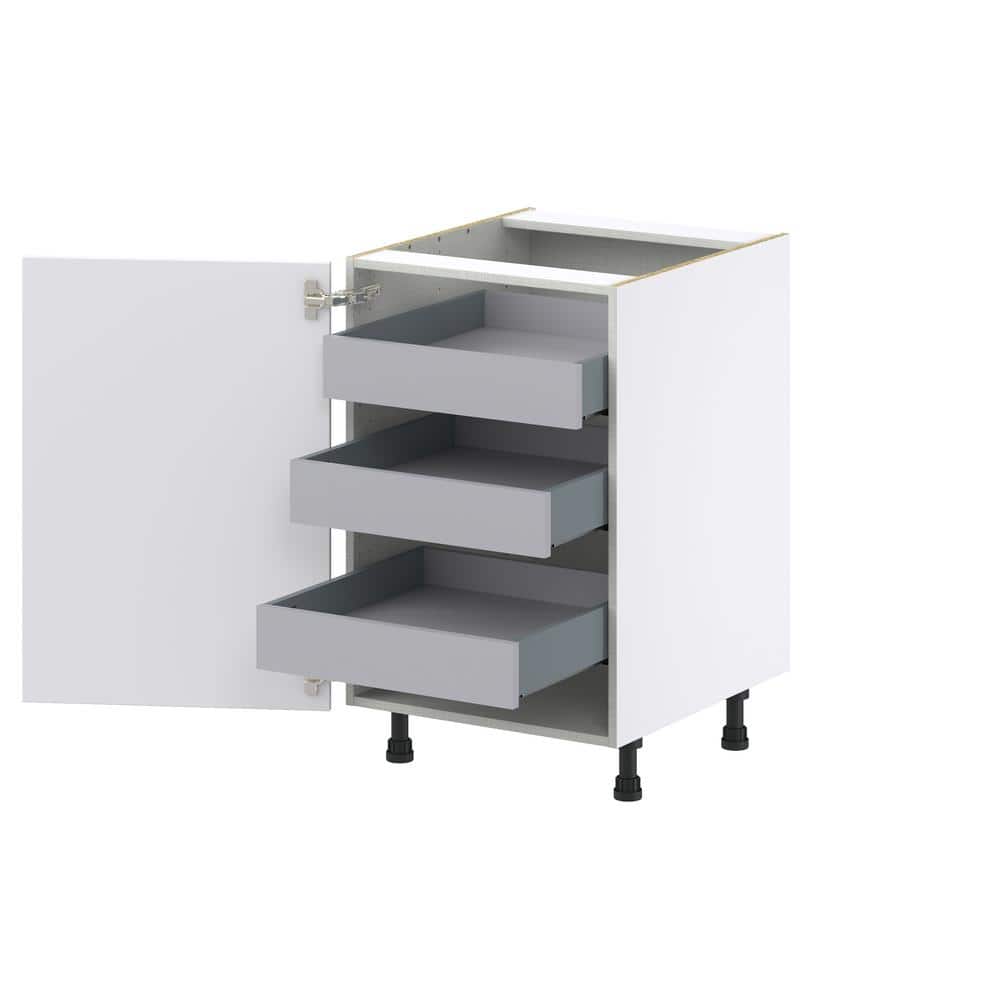 J COLLECTION Wallace 21 in. W x 24 in. D x 34.5 in. H Painted Warm White Shaker Assembled Base Kitchen Cabinet with 3 Inner Drawers