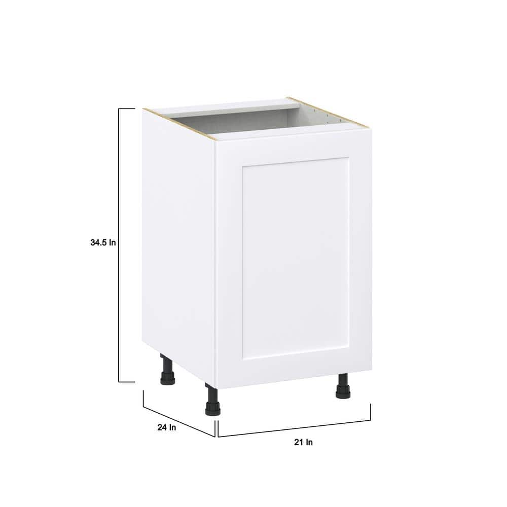 J COLLECTION Wallace 21 in. W x 24 in. D x 34.5 in. H Painted Warm White Shaker Assembled Base Kitchen Cabinet with 3 Inner Drawers