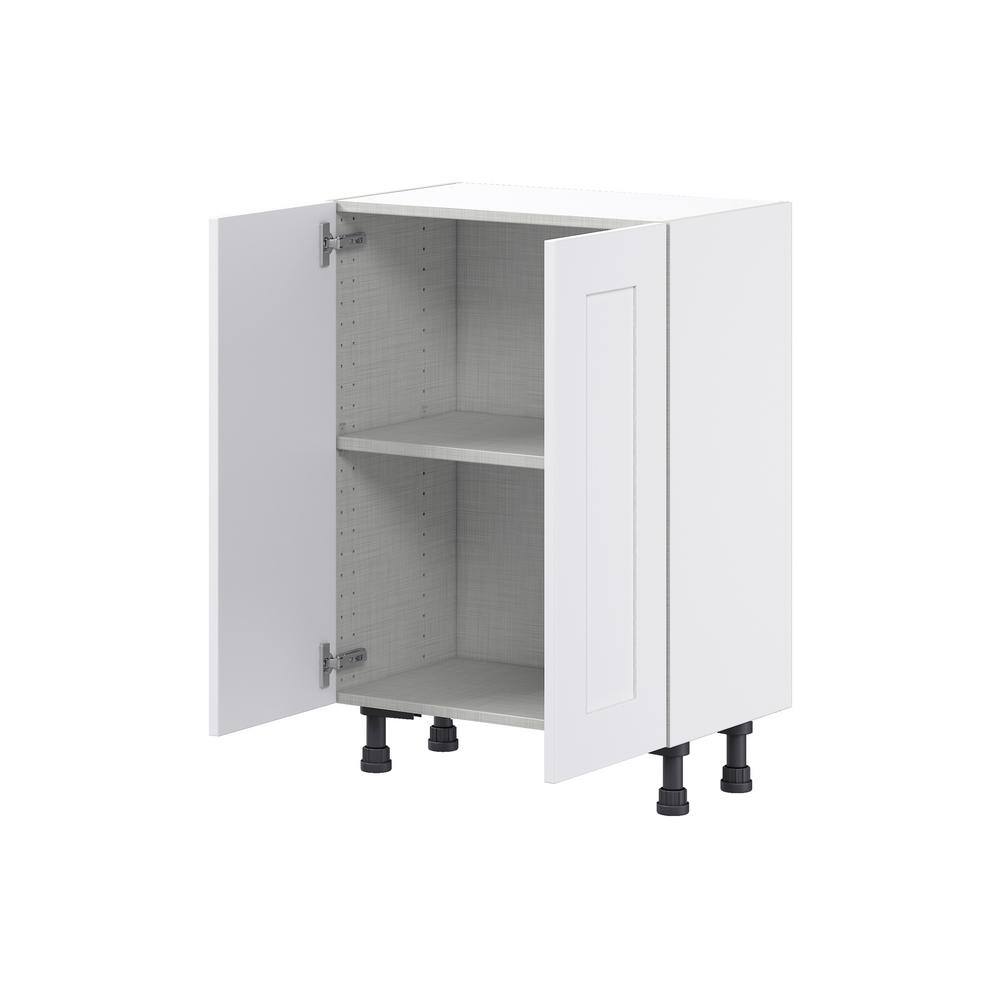 J COLLECTION Wallace Painted Warm White Shaker Assembled Shallow Base Kitchen Cabinet with Door (24 in. W x 34.5 in. H x 14 in. D)