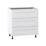 J COLLECTION Wallace Painted Warm White Shaker Assembled Base Kitchen Cabinet with 3 Drawers (30 in. W x 34.5 in. H x 24 in. D)