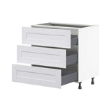 J COLLECTION Wallace Painted Warm White Shaker Assembled Base Kitchen Cabinet with 3 Drawers (30 in. W x 34.5 in. H x 24 in. D)