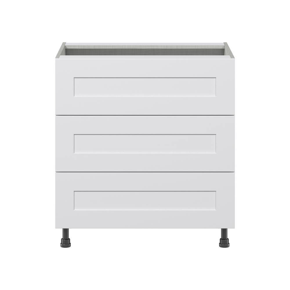 J COLLECTION Wallace Painted Warm White Shaker Assembled Base Kitchen Cabinet with 3 Drawers (30 in. W x 34.5 in. H x 24 in. D)
