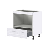 J COLLECTION Wallace Painted Warm White Assembled Base Kitchen Cabinet for Micro with Drawer (30 in. W x 34.5 in. H x 24 in. D)