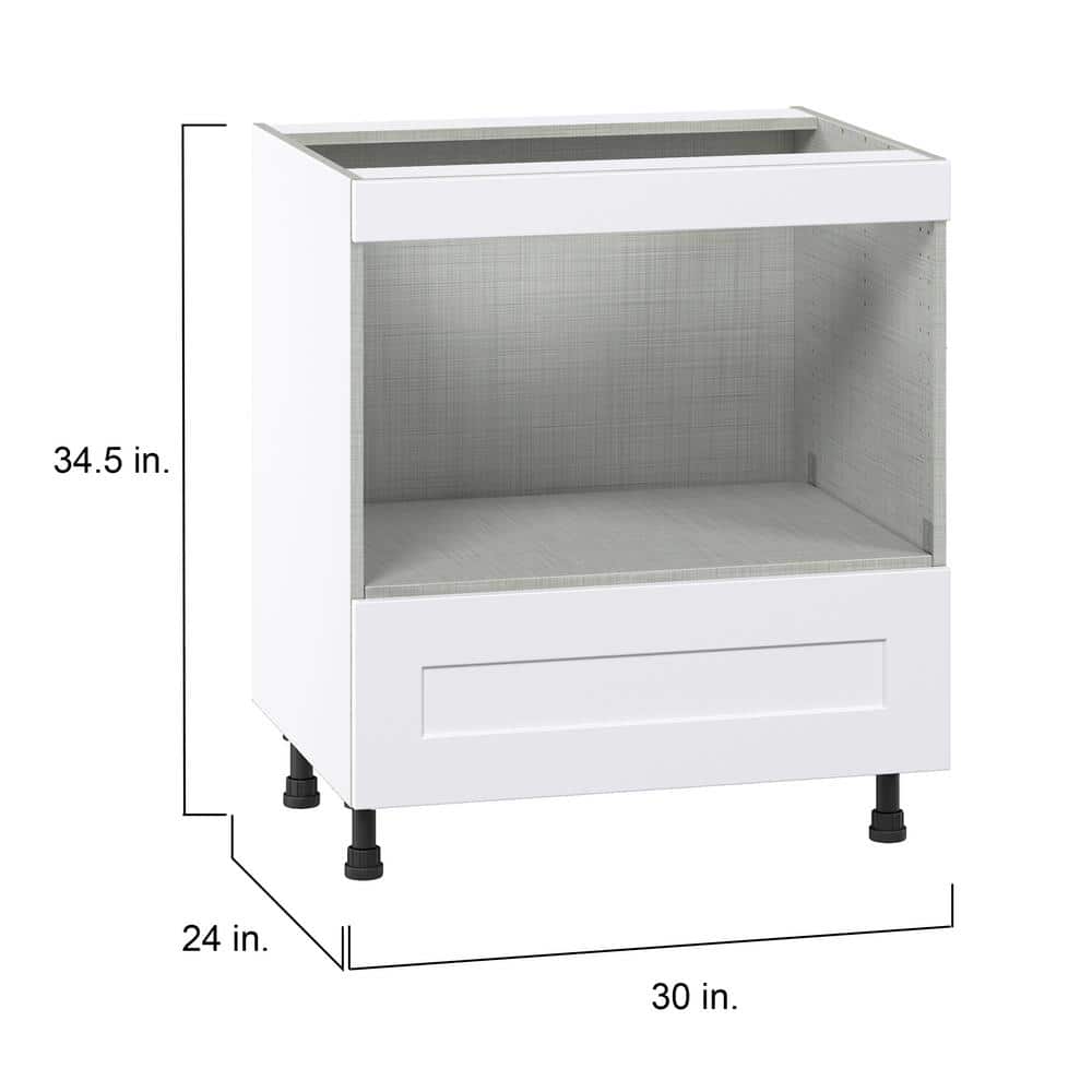 J COLLECTION Wallace Painted Warm White Assembled Base Kitchen Cabinet for Micro with Drawer (30 in. W x 34.5 in. H x 24 in. D)