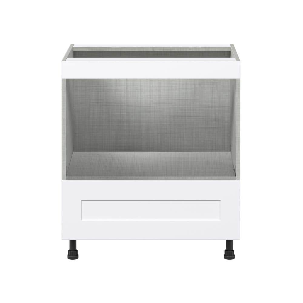J COLLECTION Wallace Painted Warm White Assembled Base Kitchen Cabinet for Micro with Drawer (30 in. W x 34.5 in. H x 24 in. D)