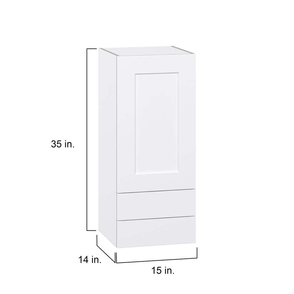 J COLLECTION Wallace Painted Warm White Shaker Assembled Wall Kitchen Cabinet with 2 Drawers (15 in. W x 35 in. H x 14 in. D)