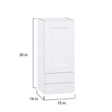 J COLLECTION Wallace Painted Warm White Shaker Assembled Wall Kitchen Cabinet with 2 Drawers (15 in. W x 35 in. H x 14 in. D)
