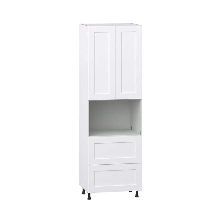J COLLECTION 30 in. W x 94.5 in. H x 24 in. D Wallace Painted Warm White Shaker Assembled Pantry Micro Kitchen Cabinet with Drawers