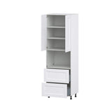 J COLLECTION 30 in. W x 94.5 in. H x 24 in. D Wallace Painted Warm White Shaker Assembled Pantry Micro Kitchen Cabinet with Drawers