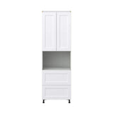 J COLLECTION 30 in. W x 94.5 in. H x 24 in. D Wallace Painted Warm White Shaker Assembled Pantry Micro Kitchen Cabinet with Drawers