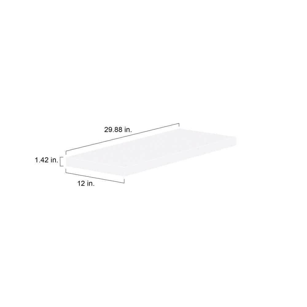 J COLLECTION 30 in. W X 1.5 in. H X 12 in. D Wallace Warm White Floating Shelf with Mounting Bracket
