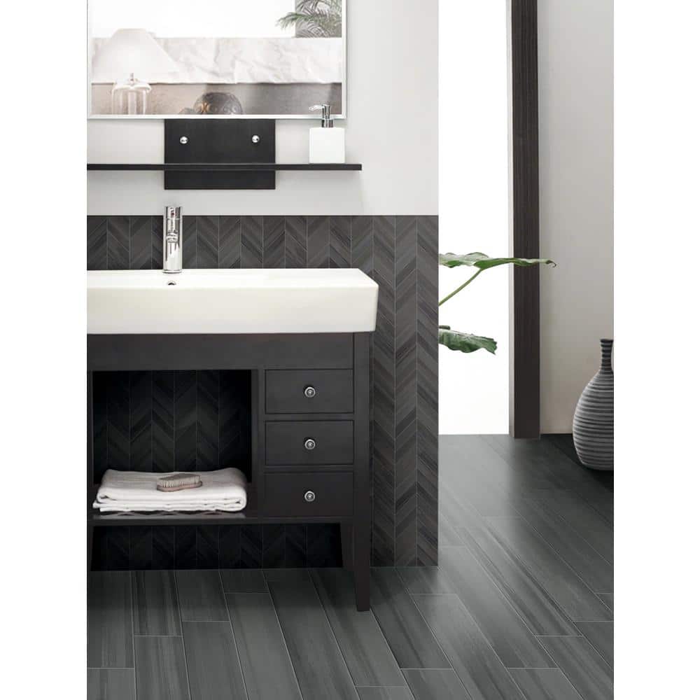 MSI Water Color Graphite 12 in. x 15 in. Matte Porcelain Mosaic Mesh-Mounted Floor and Wall Tile (320sq. ft./Pallet)