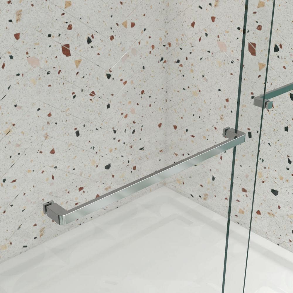 waterpar 58 to 60 in. W x 76 in. H Sliding Framed Shower Door in Brushed Nickel with Clear Glass