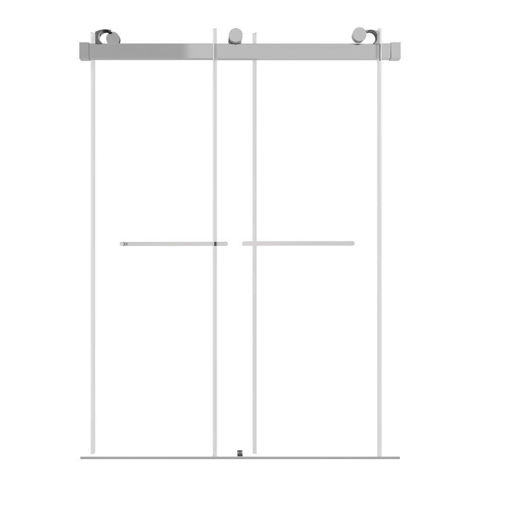 waterpar 58 to 60 in. W x 76 in. H Sliding Framed Shower Door in Brushed Nickel with Clear Glass