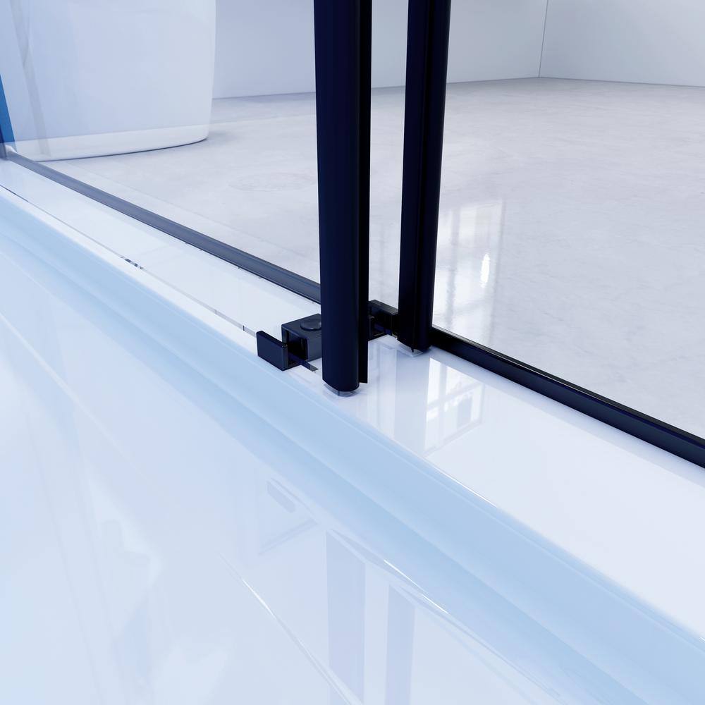 waterpar 58 in. To 60 in. Width x 76 in. H Sliding Framed Shower Door in Matte Black with Clear Glass