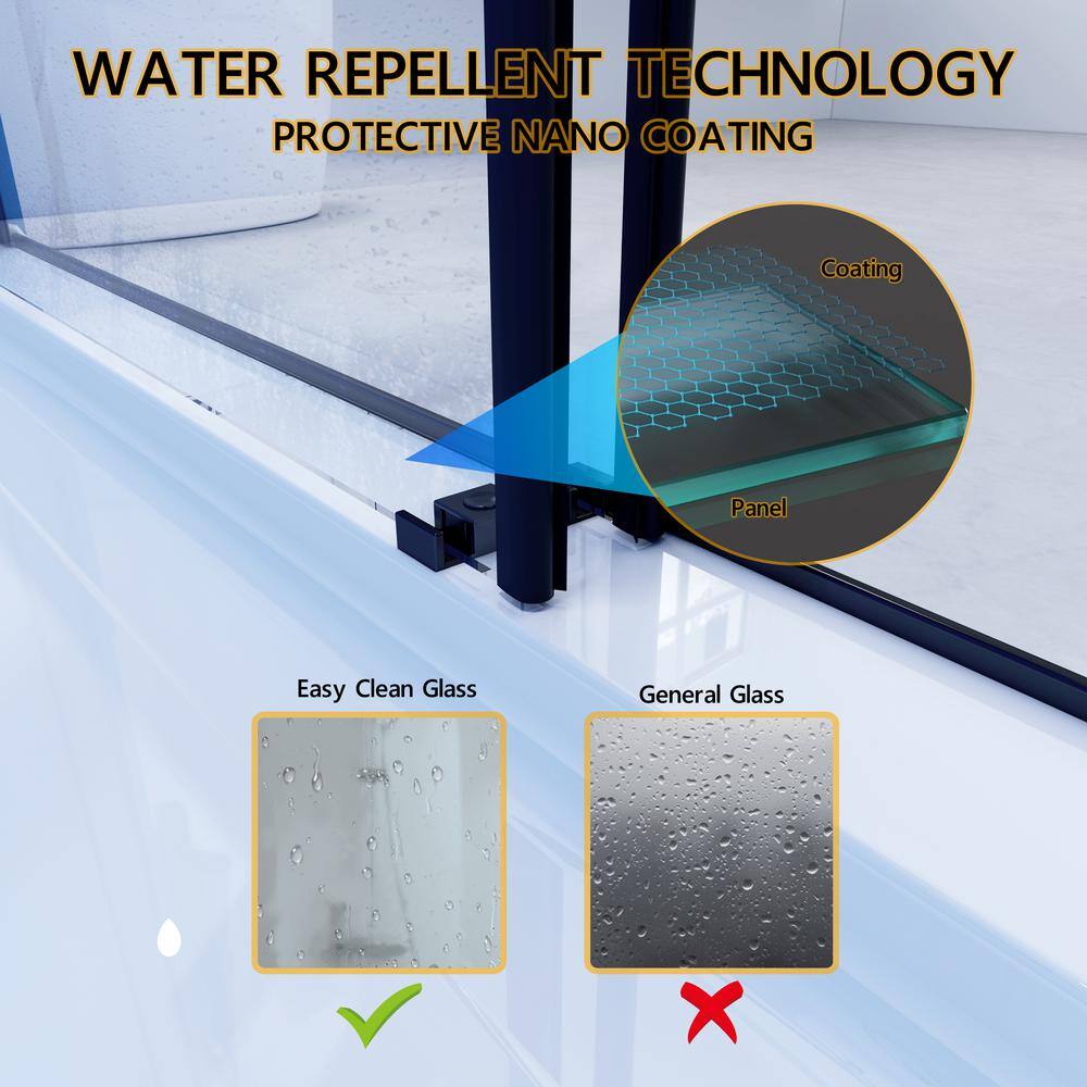 waterpar 58 in. To 60 in. Width x 76 in. H Sliding Framed Shower Door in Matte Black with Clear Glass