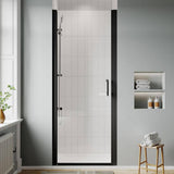 waterpar 30 to 32 in. W x 72 in. H Pivot Swing Frameless Shower Door in Black with Clear Glass